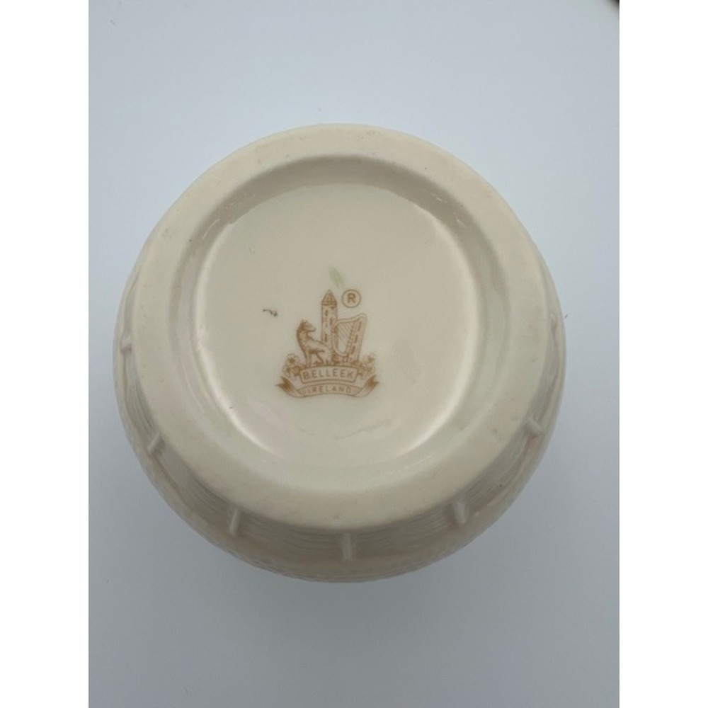 Belleek Ireland Killarney Rose Vase Ivory Parian China Basketweave 4in - Picture 6 of 16